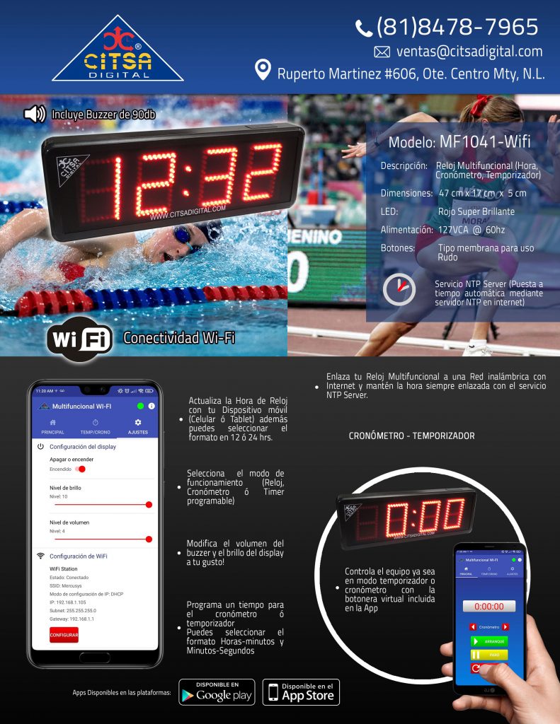 Reloj Multi-funcional Timer, Cronómetro y Reloj Wi-Fi con NTP