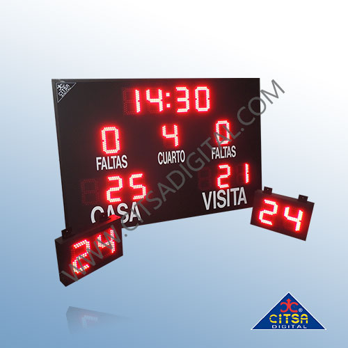 Sistema de Basquetbol Inalámbrico Con Cronómetros de 24 Segundos Dígitos de  20cm Modelo: PBB-2013E – Citsa Digital